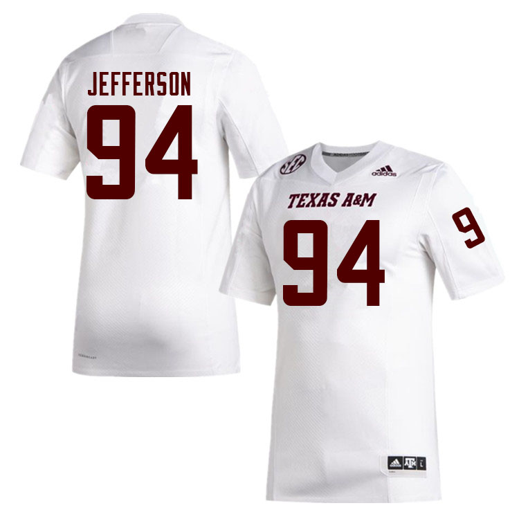 Men #94 Jordan Jefferson Texas A&M Aggies College Football Jerseys Sale-White